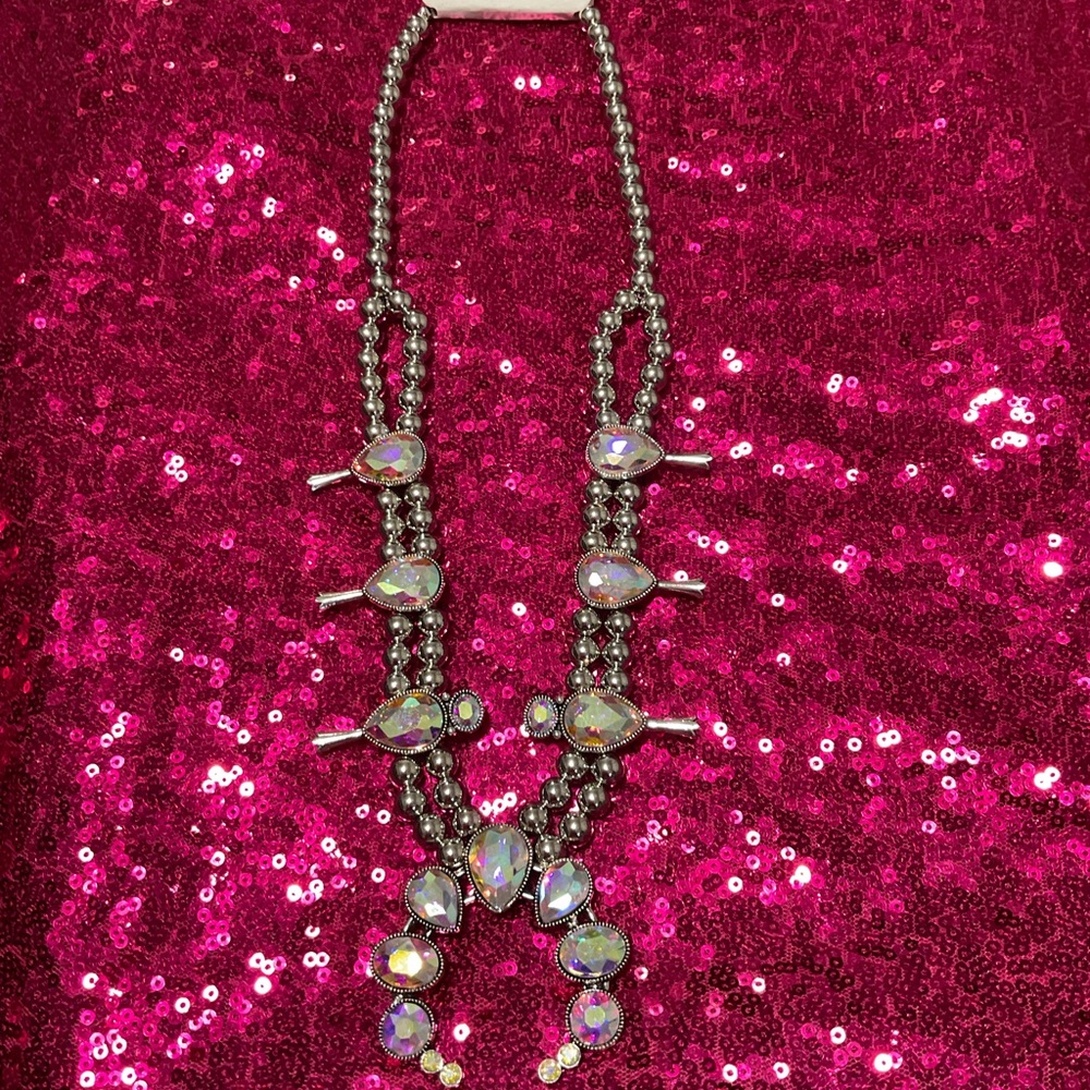 Dazzling Silver and Iridescent Necklace